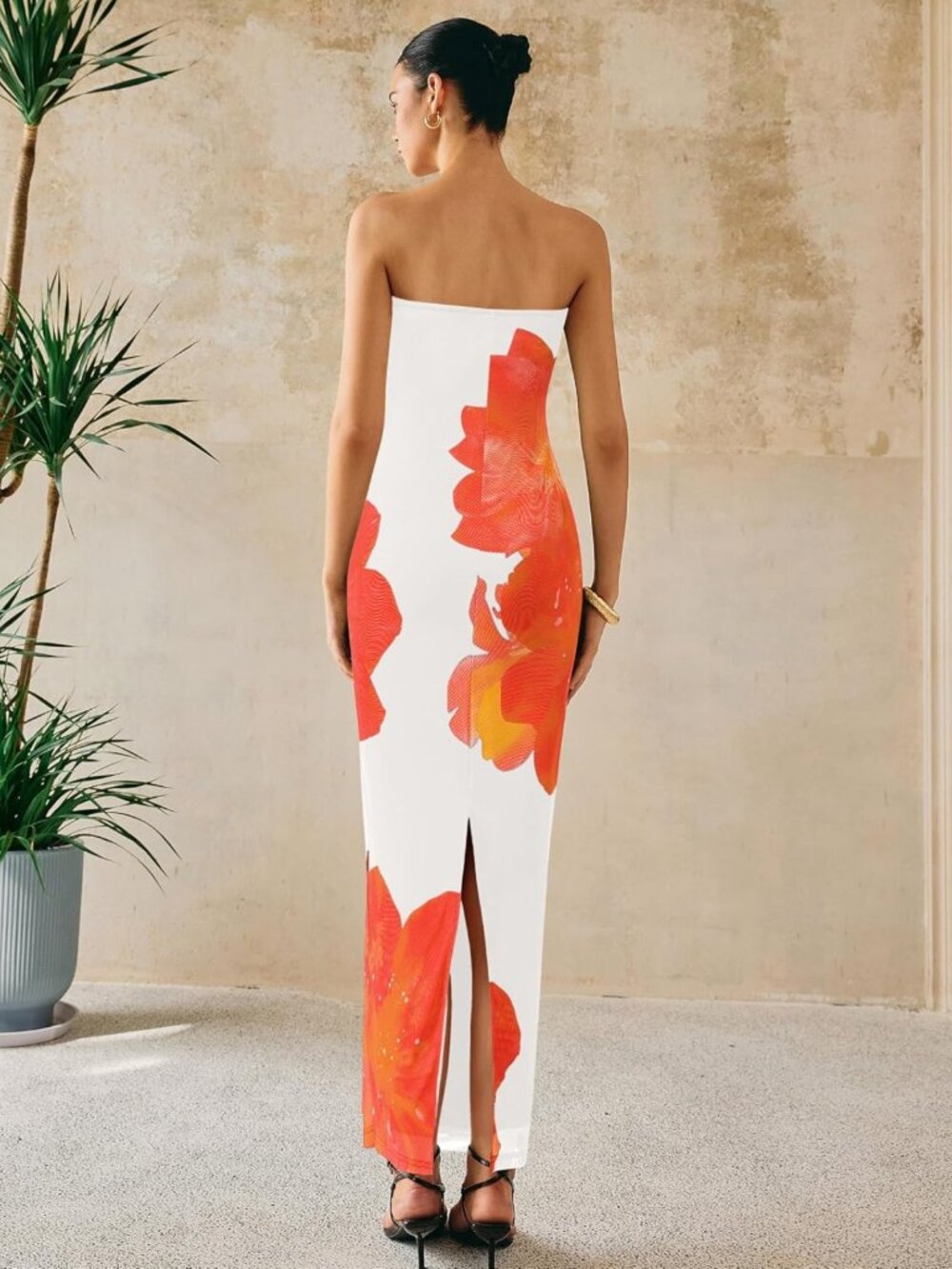 Floral Strapless Maxi Dress for Women | Sexy Long Wedding Guest & Cocktail Dress - Picture 6 of 6